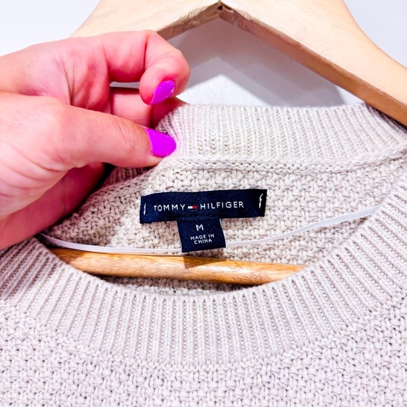 TOMMY HILFIGER – Beige striped cotton knit sweater | Classic cozy | Medium * - Picture 8 of 8